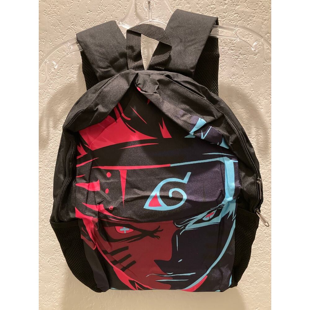 Anime Naruto Black Backpack 2 side pocket